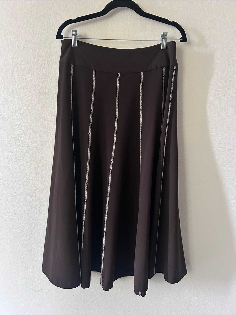 Sunny Leigh Y2K Fairycore Brown Midi Skirt With Vertical Stitching Size 8